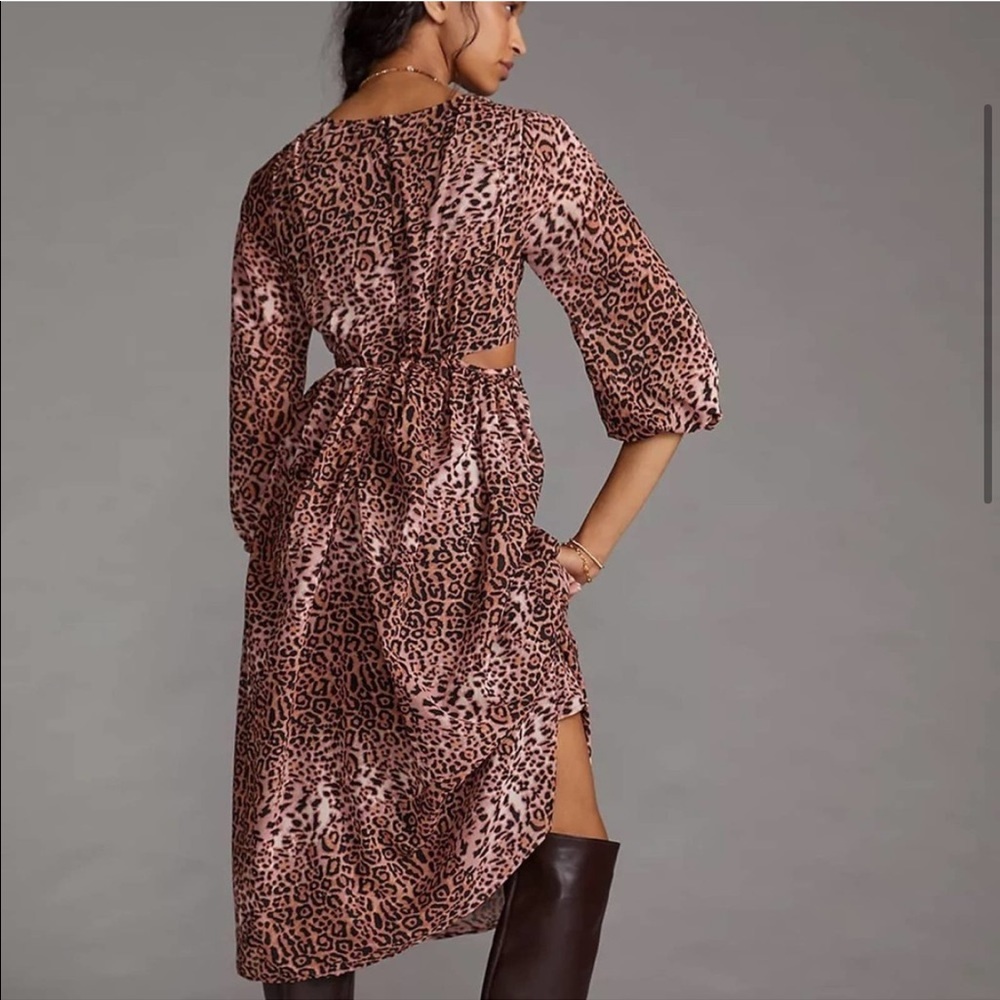 Anthropologie Ranna Gill Cutout animal print midi dress new XS - Picture 3 of 3